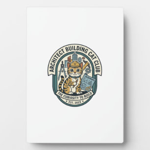 Architect Building Cat Cat Graphic Tee Art - Archi Plaque