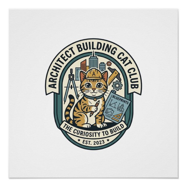Architect Building Cat Cat Graphic Tee Art - Archi Poster (Front)