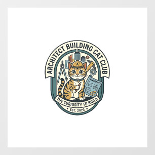 Architect Building Cat Cat Graphic Tee Art - Archi Window Cling
