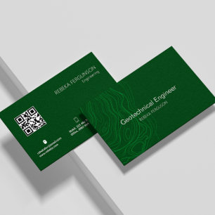 Architect Building Contractor Dark Green Qr Code Business Card