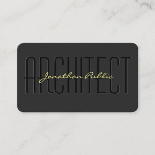 Architect Business Cards Script Black & Gold Luxe
