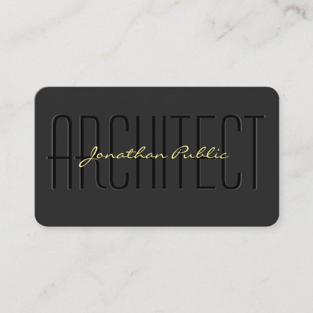 Architect Business Cards Script Black & Gold Luxe (Front)