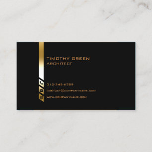 Architect Construction Trade Skills Gold Stripe Business Card