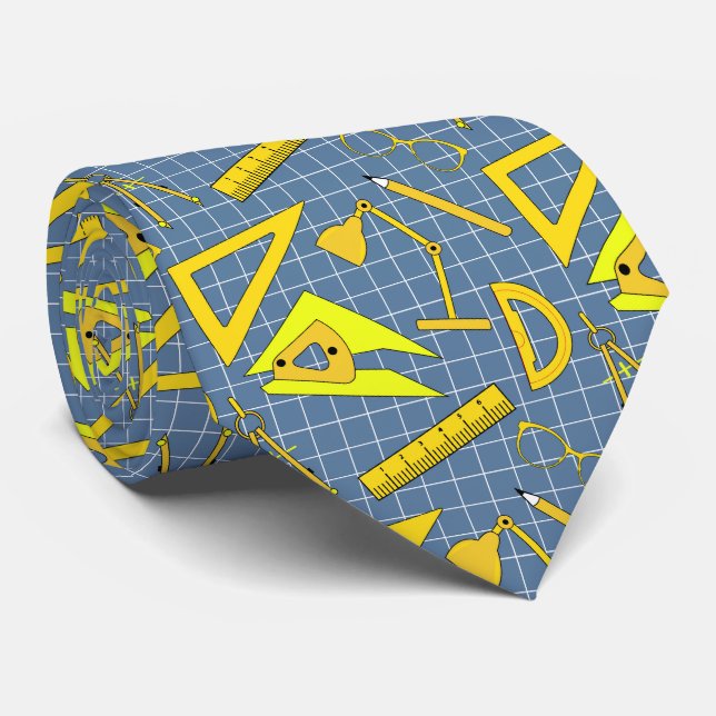 Architect Design Tools Occupation Patterned Blue Tie (Rolled)