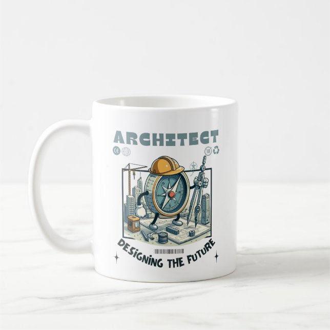 Architect designing the future coffee mug (Left)