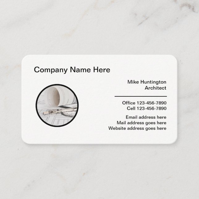 Architect Drafting Logo Theme  Business Card (Front)