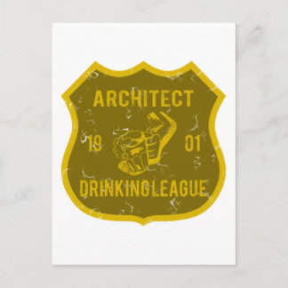 Architect Drinking League Postcard