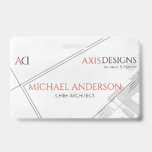 Architect Employee Name Badge with Blueprint ID Badge