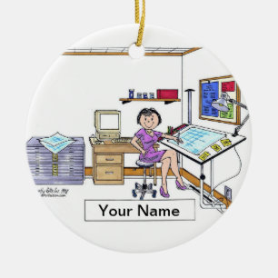 Architect/Engineer - Female Ceramic Tree Decoration