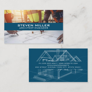 Architect Engineers Blueprints   Construction Business Card