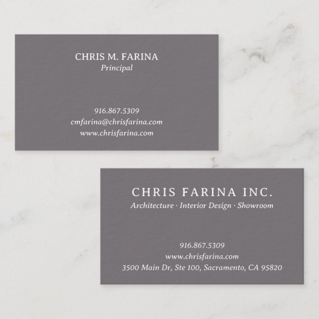 Architect Firm Business Card in Fossil Gray (Front/Back)