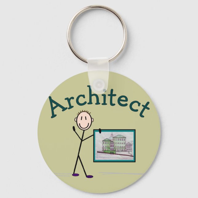 Architect Gifts--Stick Person Design Key Ring (Front)