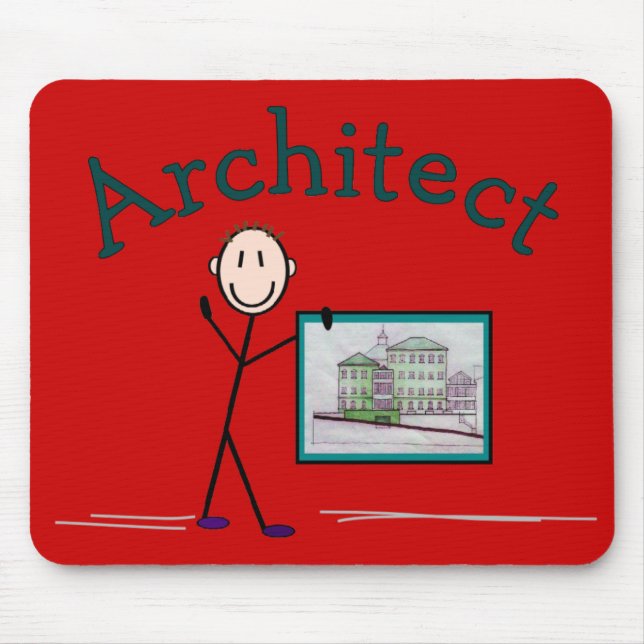 Architect Gifts--Stick Person Design Mouse Mat (Front)