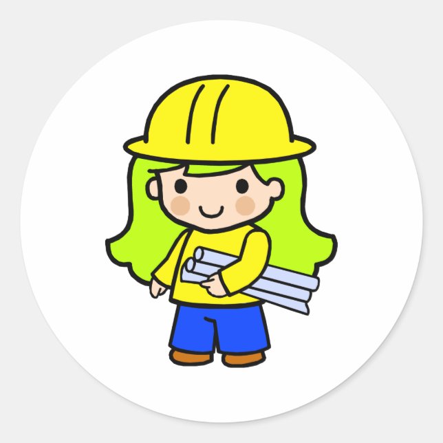 Architect Girl 2 Classic Round Sticker (Front)