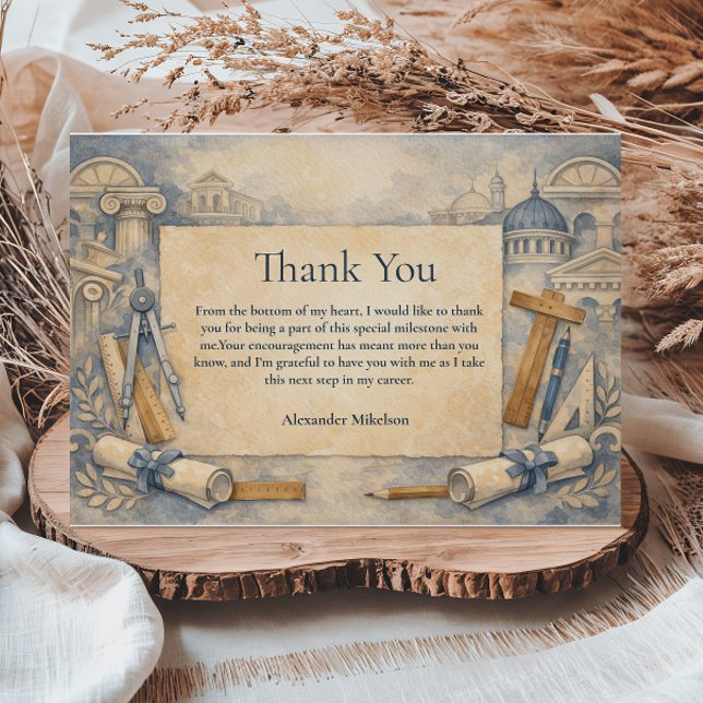 Architect Graduation Blueprint Design Thank You Card (Creator Uploaded)