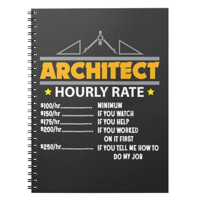 Architect Hourly Rate Funny Handyman Dad Notebook (Front)