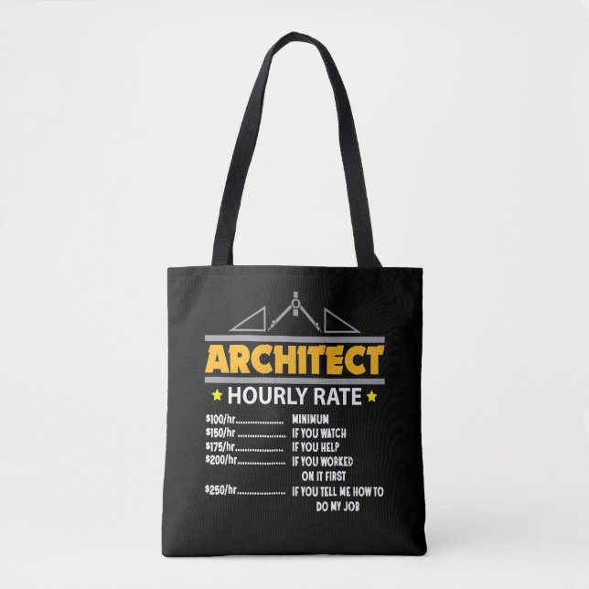 Architect Hourly Rate Funny Handyman Dad Tote Bag (Front)