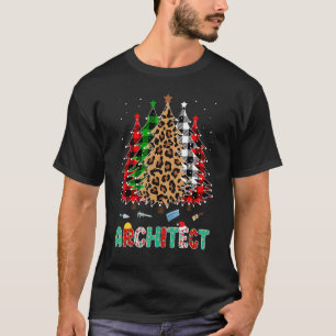 Architect Leopard Red White Green Plaid Christmas T-Shirt