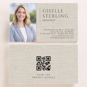 Architect Linen Photo QR Code Business Card