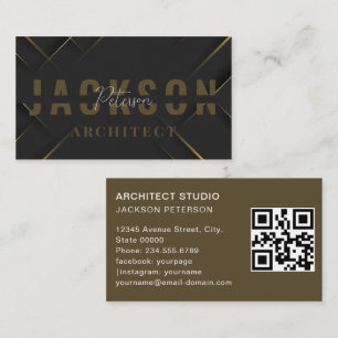 Architect Minimalist Bold Text Elegant Black qr Business Card