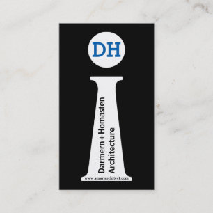 Architect modern black, white, blue monogram business card