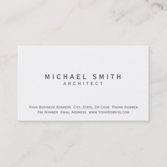 Architect Modern Simple Minimal Business Card (Front)