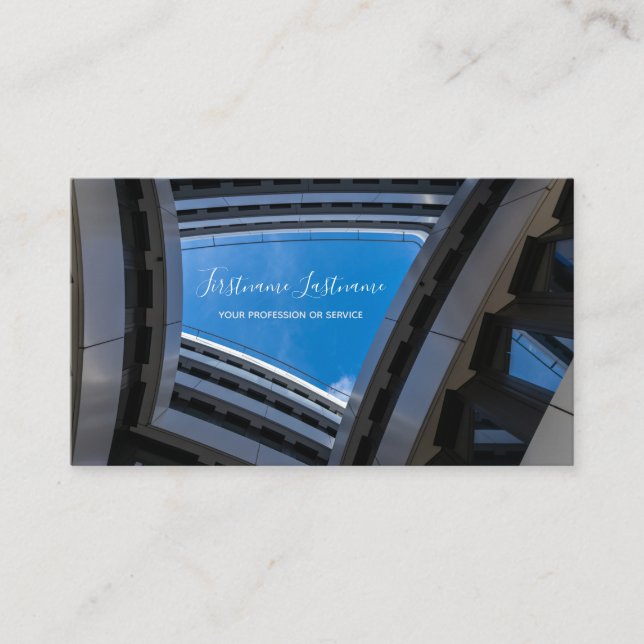 Architect modern white facade office building business card (Front)