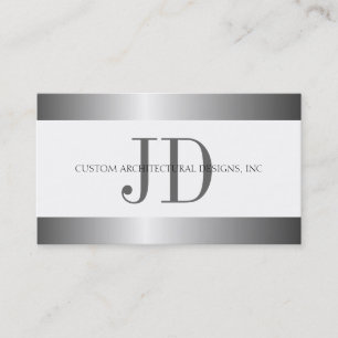 Architect Monogram Silver Metallic Business Card