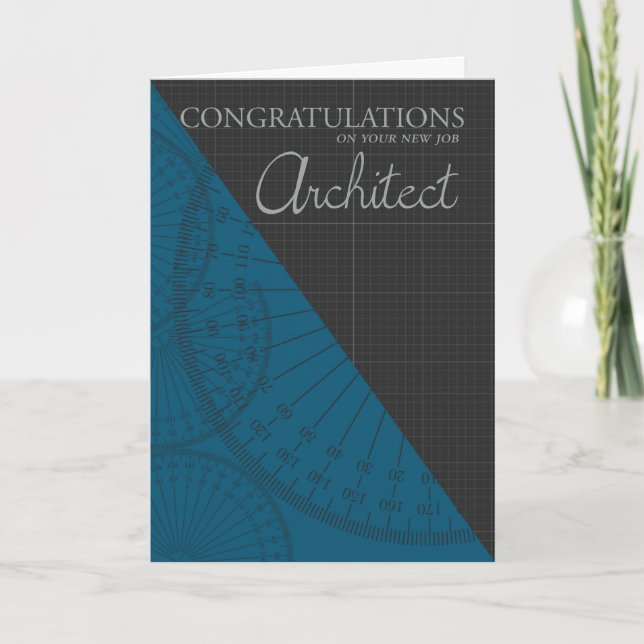 Architect - New Job - Stylish With Graph Paper Card (Front)