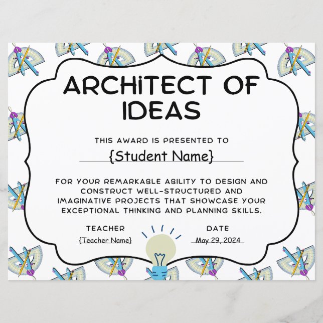Architect of Ideas Student Recognition Award (Front)