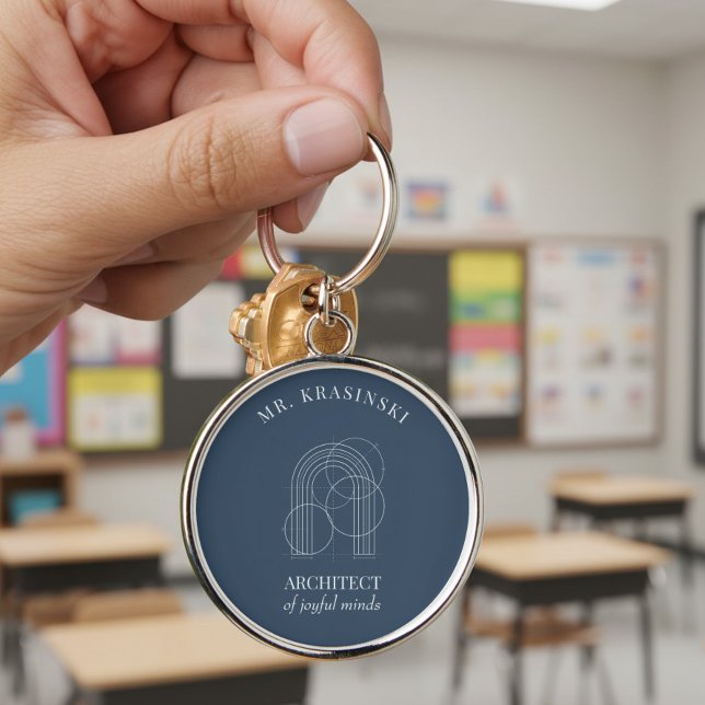 Architect of Joyful Minds Personalised Teacher Key Ring (Personalized keychain, teacher appreciation gift by Darling & May)