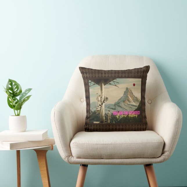 Architect of Your Destiny Surreal Collage Cushion (Chair)