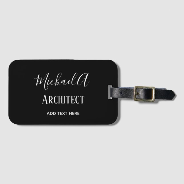 ARCHITECT Personalised Gifts Classic Black White Luggage Tag (Front Horizontal)