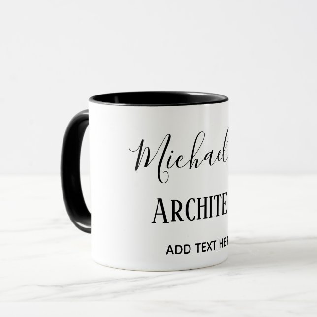 ARCHITECT Personalised Gifts Classic Black White Mug (Front Left)
