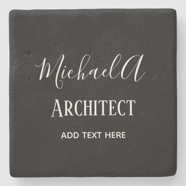ARCHITECT Personalised Gifts Classic Black White Stone Coaster (Front)