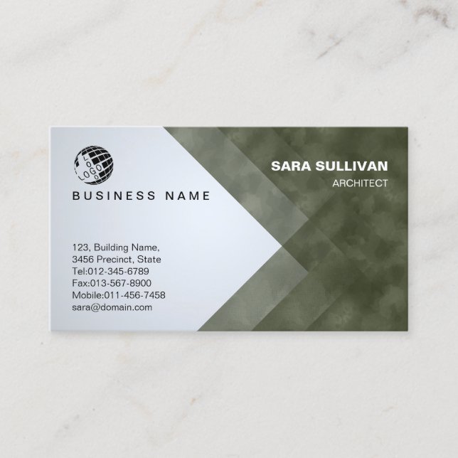 Architect Professional Geometric Stripes Business Card (Front)