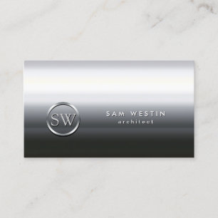 Architect Professional Skills Chrome Monogram Business Card