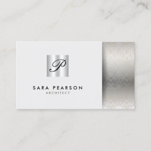 Architect ProfessionalSkills SilverDamask Monogram Business Card