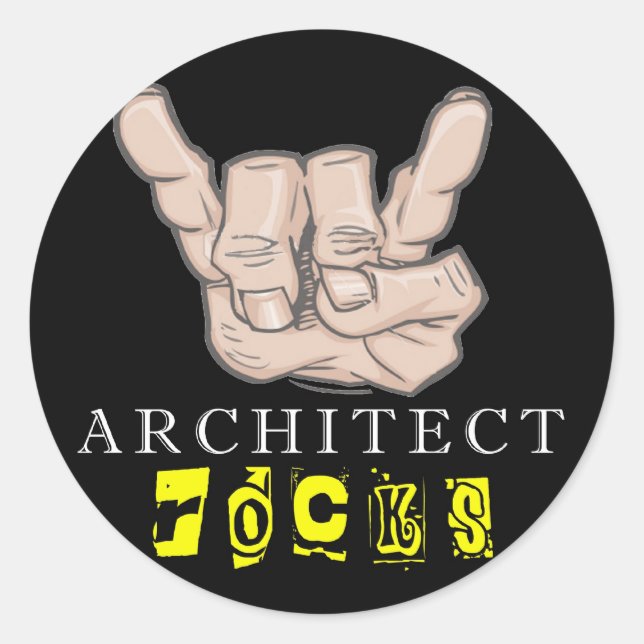 architect rocks classic round sticker (Front)