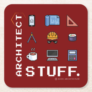 Architect Stuff underpants Square Paper Coaster