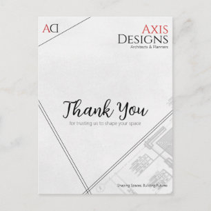 Architect Thank You Postcard with Blueprint Design