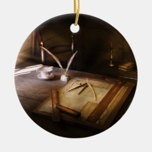 Architect - The drafting table Ceramic Tree Decoration (Front)