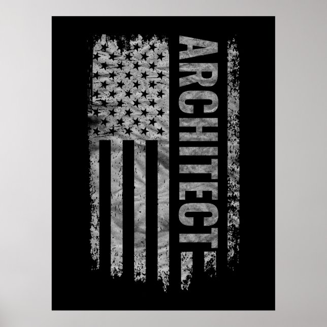 Architect USA Flag Distressed design Poster (Front)