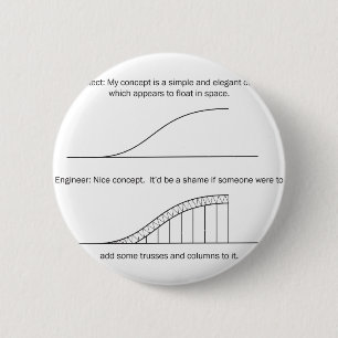 Architect vs Engineer 6 Cm Round Badge