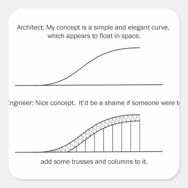 Architect vs Engineer Square Sticker (Front)