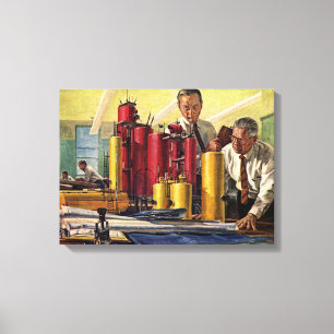 Architects Working in an Office, Vintage Business Canvas Print