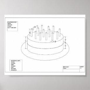 Architectural Birthday Cake Poster