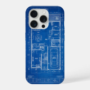 Architectural Blueprint House Floor Plan Design iPhone 15 Pro Case