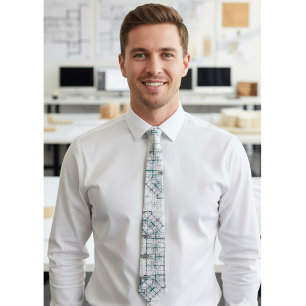 Architectural Blueprint Pattern Men's Neck Tie