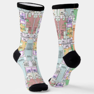 Architectural Blueprint Pattern Men's Socks